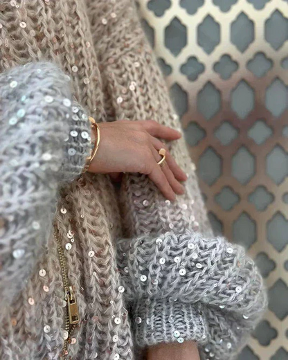 Luxury Elegant Sequined Knit Sweater