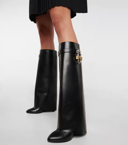 Women’s High Tube Riding Boots with Metal Buckle