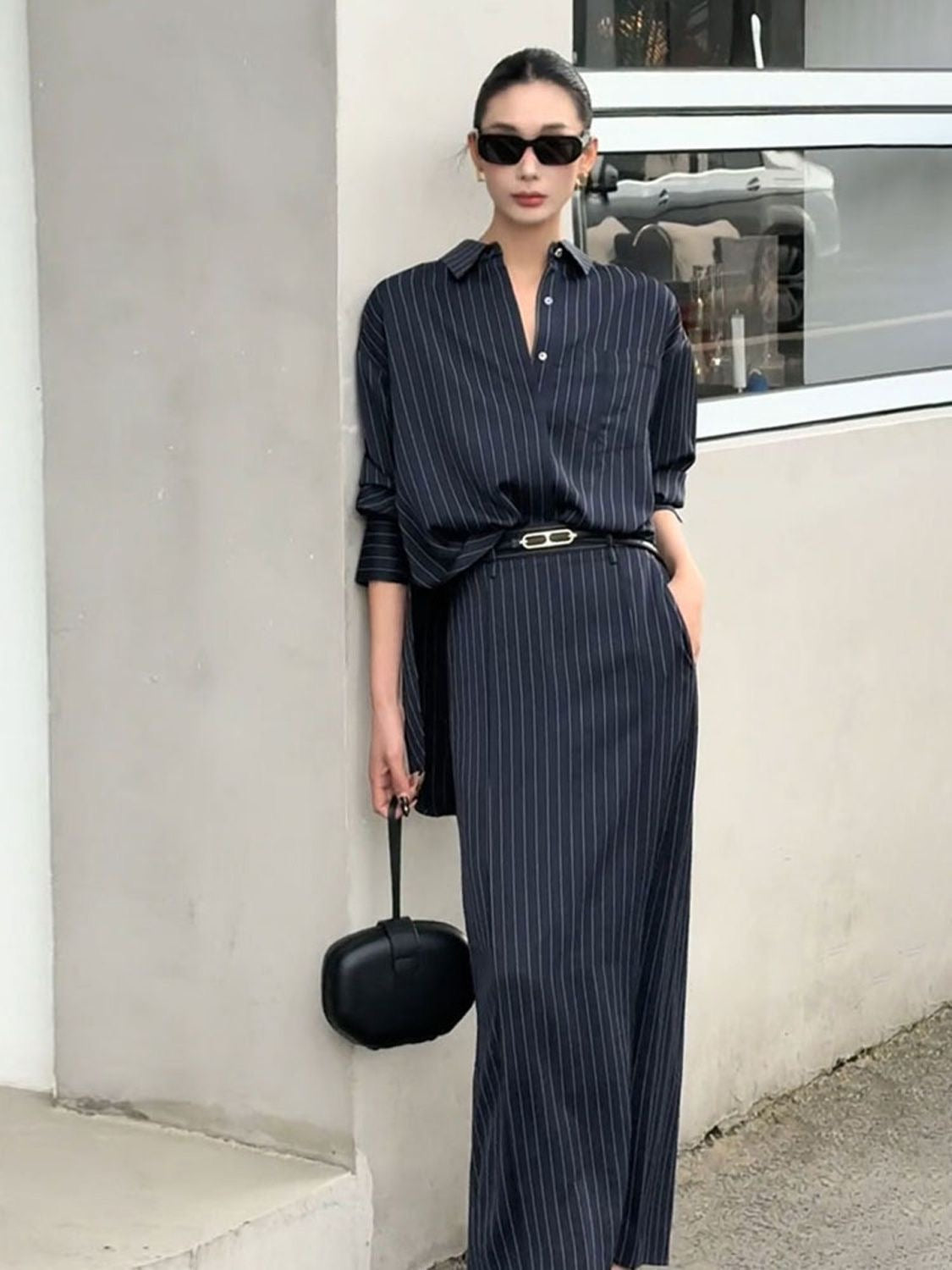 Elegant Chic Shirt & Maxi Skirt Two-Piece Set for Women