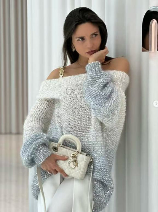 Luxury Elegant Sequined Knit Sweater