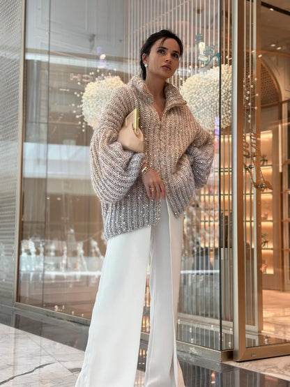 Luxury Elegant Sequined Knit Sweater