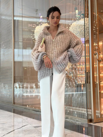 Luxury Elegant Sequined Knit Sweater