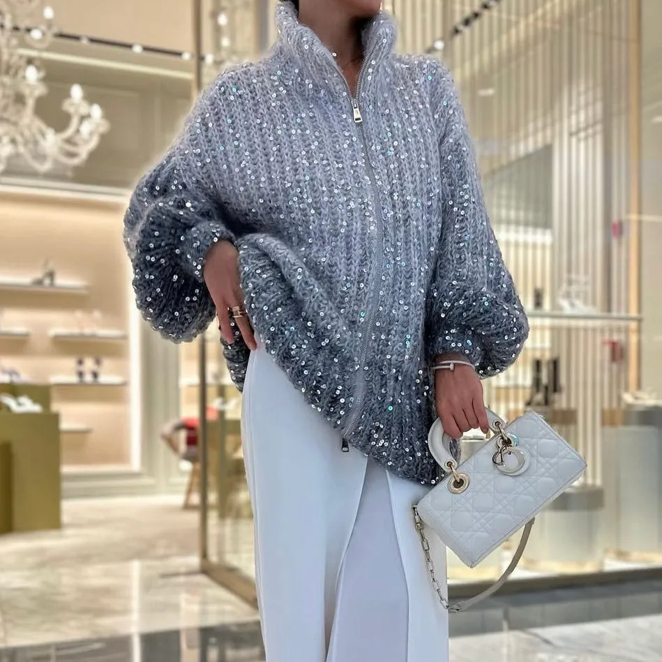 Luxury Elegant Sequined Knit Sweater