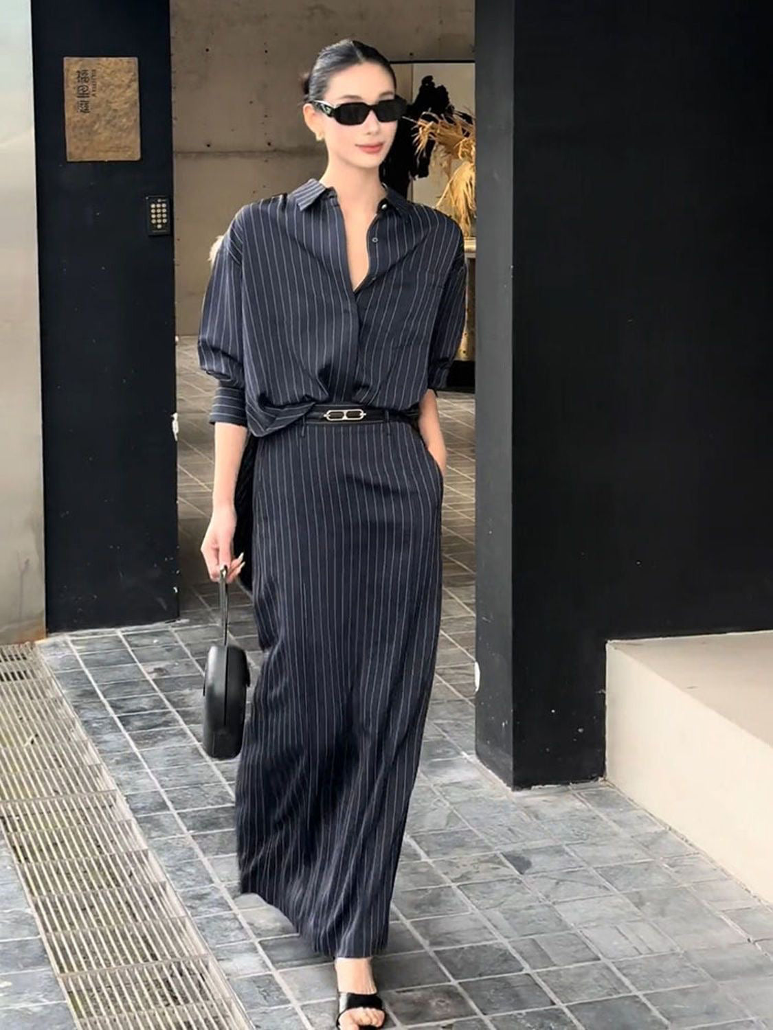 Elegant Chic Shirt & Maxi Skirt Two-Piece Set for Women