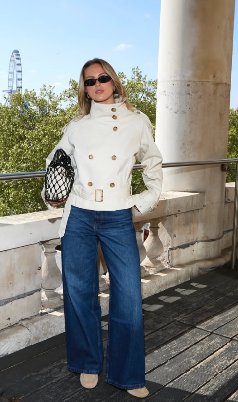 Women's Casual Cropped Stand-Collar Trench Coat