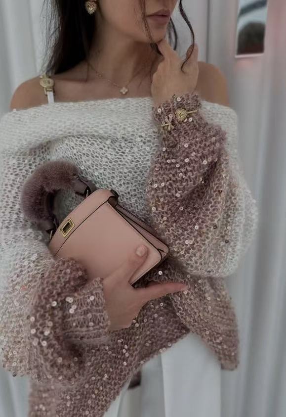 Luxury Elegant Sequined Knit Sweater