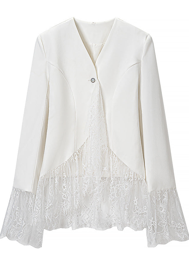French Chic Lace Panel Commute Blazer