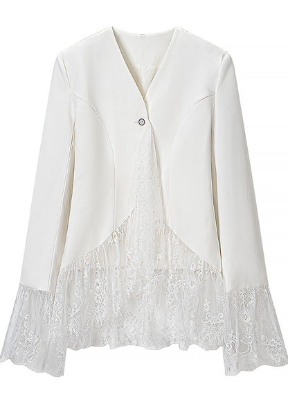 French Chic Lace Panel Commute Blazer