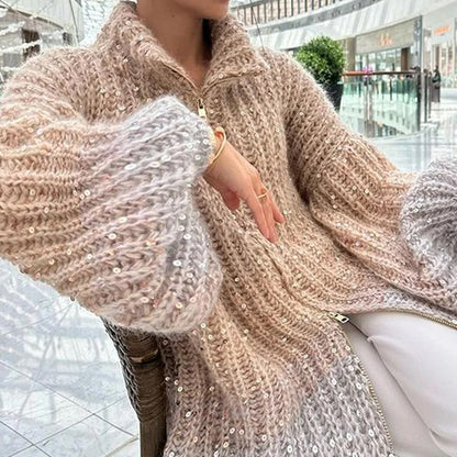 Luxury Elegant Sequined Knit Sweater