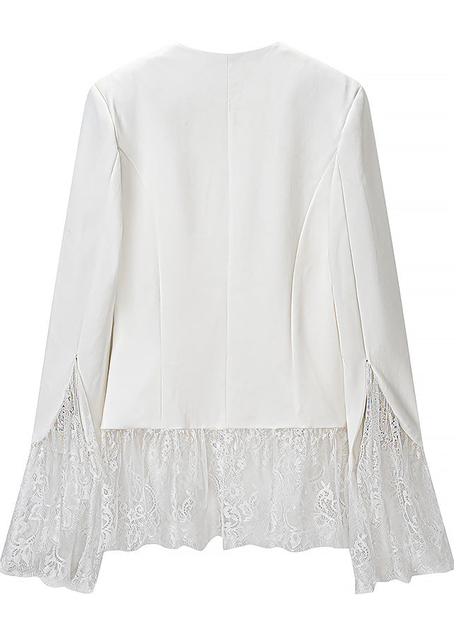 French Chic Lace Panel Commute Blazer