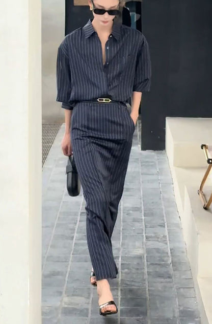 Elegant Chic Shirt & Maxi Skirt Two-Piece Set for Women