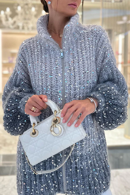 Luxury Elegant Sequined Knit Sweater