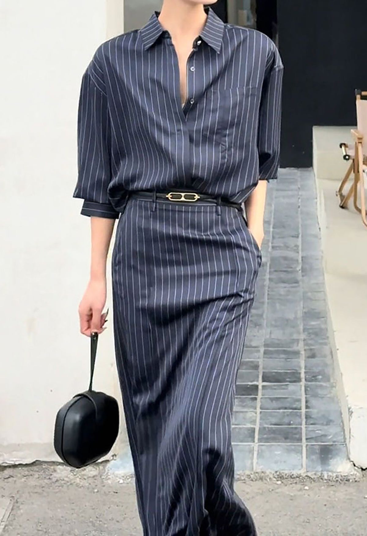 Elegant Chic Shirt & Maxi Skirt Two-Piece Set for Women
