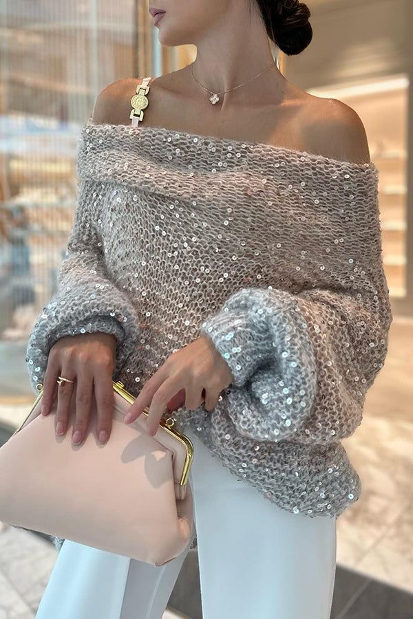 Luxury Elegant Sequined Knit Sweater