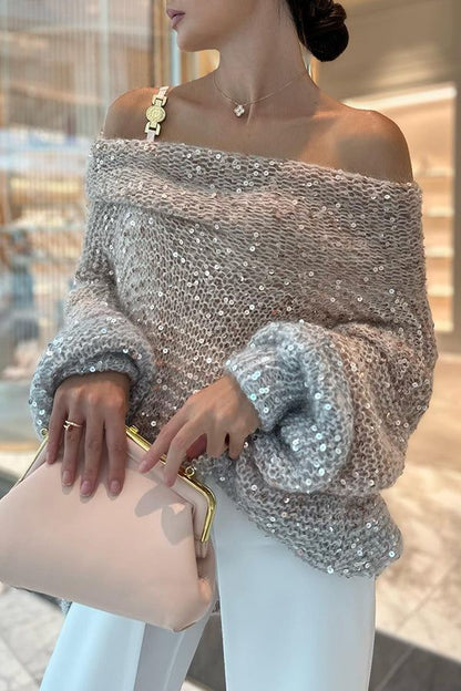 Luxury Elegant Sequined Knit Sweater