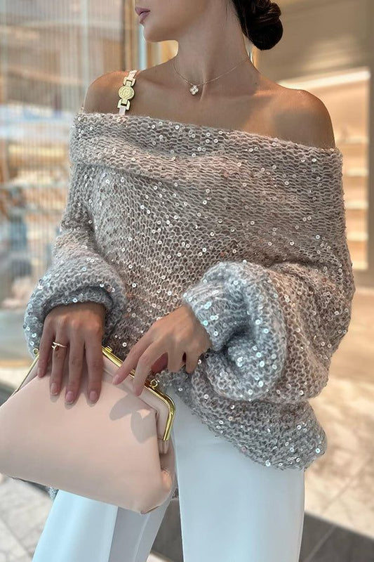 Luxury Elegant Sequined Knit Sweater
