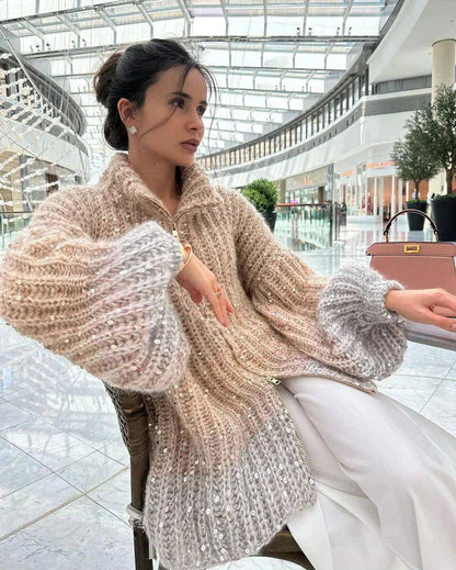 Luxury Elegant Sequined Knit Sweater