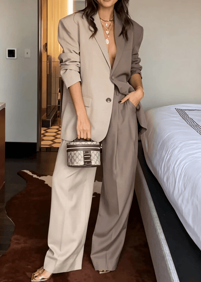 Two-Tone Colorblock Oversized Blazer Suit Set